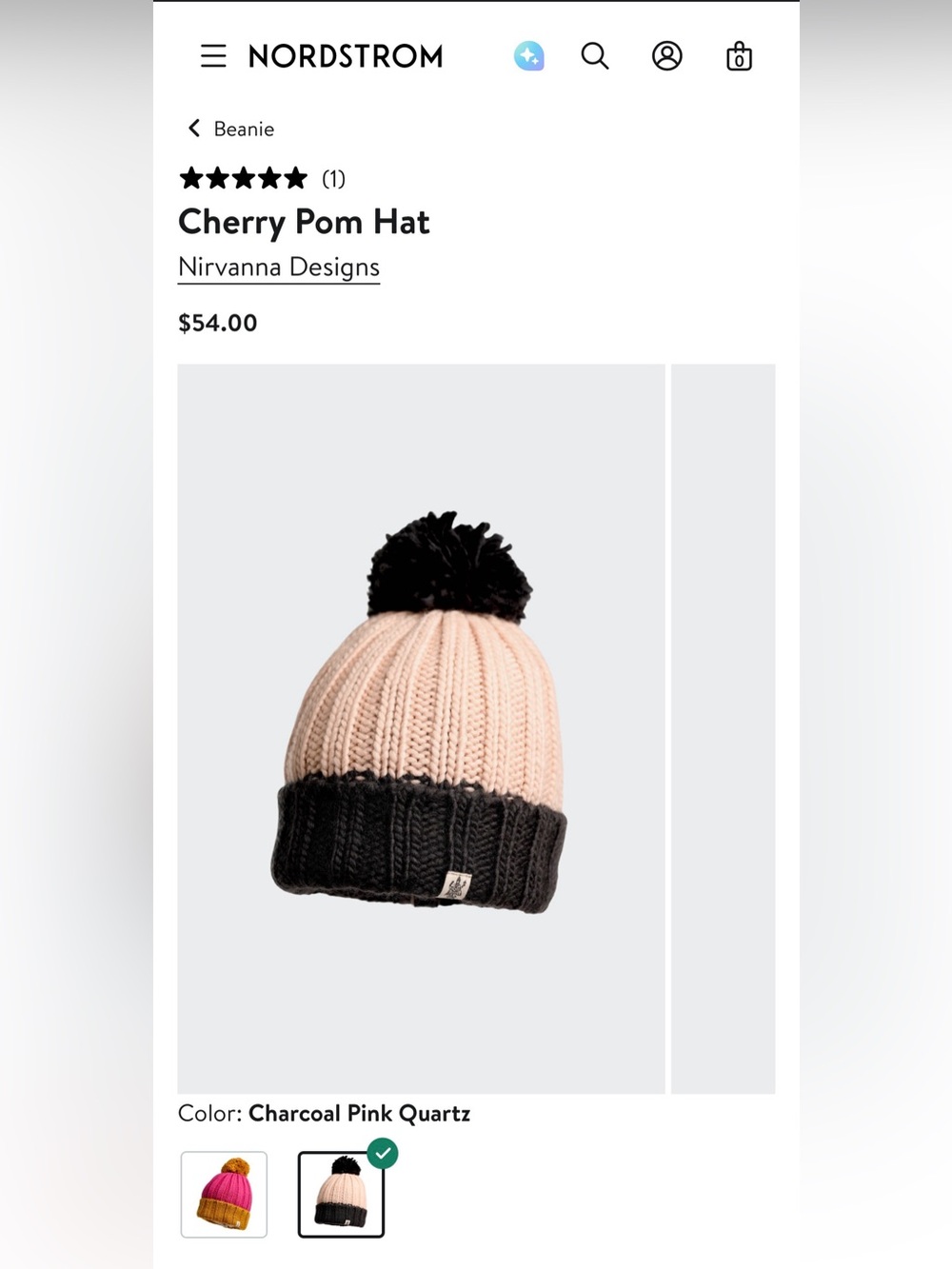 Cherry Pom Hat - Pink and Black